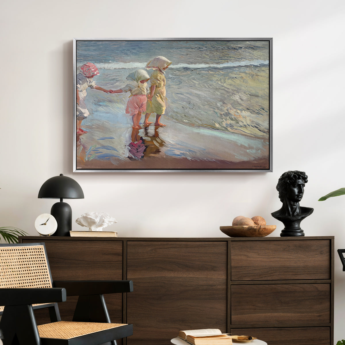 The Three Sisters on the Beach, 1908 - Floater Framed Canvas Print