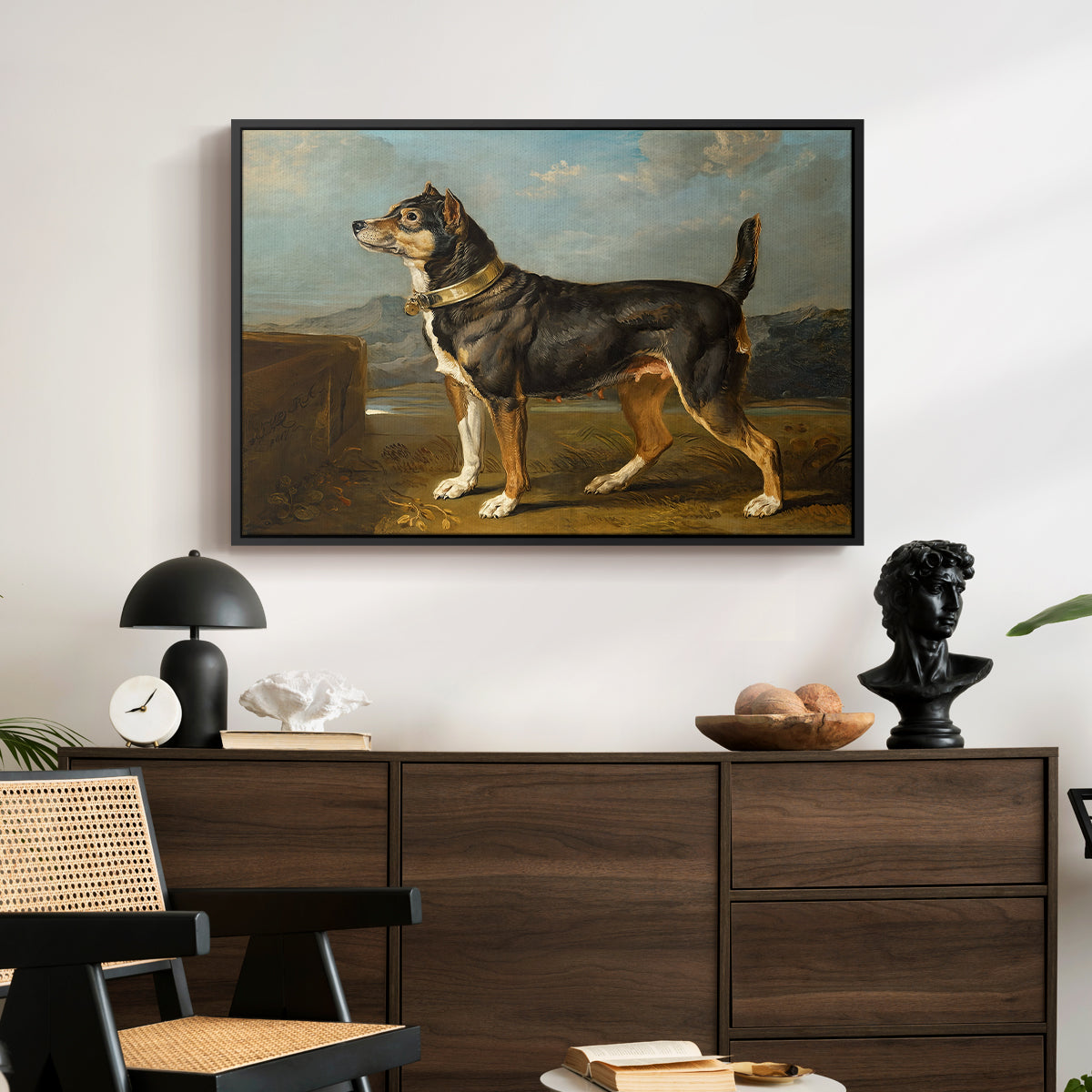 A Terrier in a Landscape, c. 1811 - Floater Framed Canvas Print