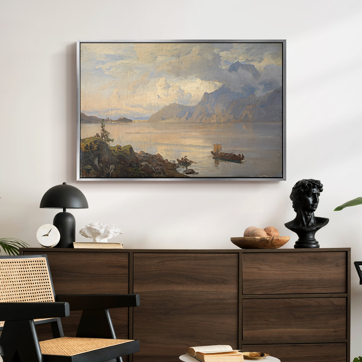 Traunsee, 1871 - Floater Framed Canvas Print