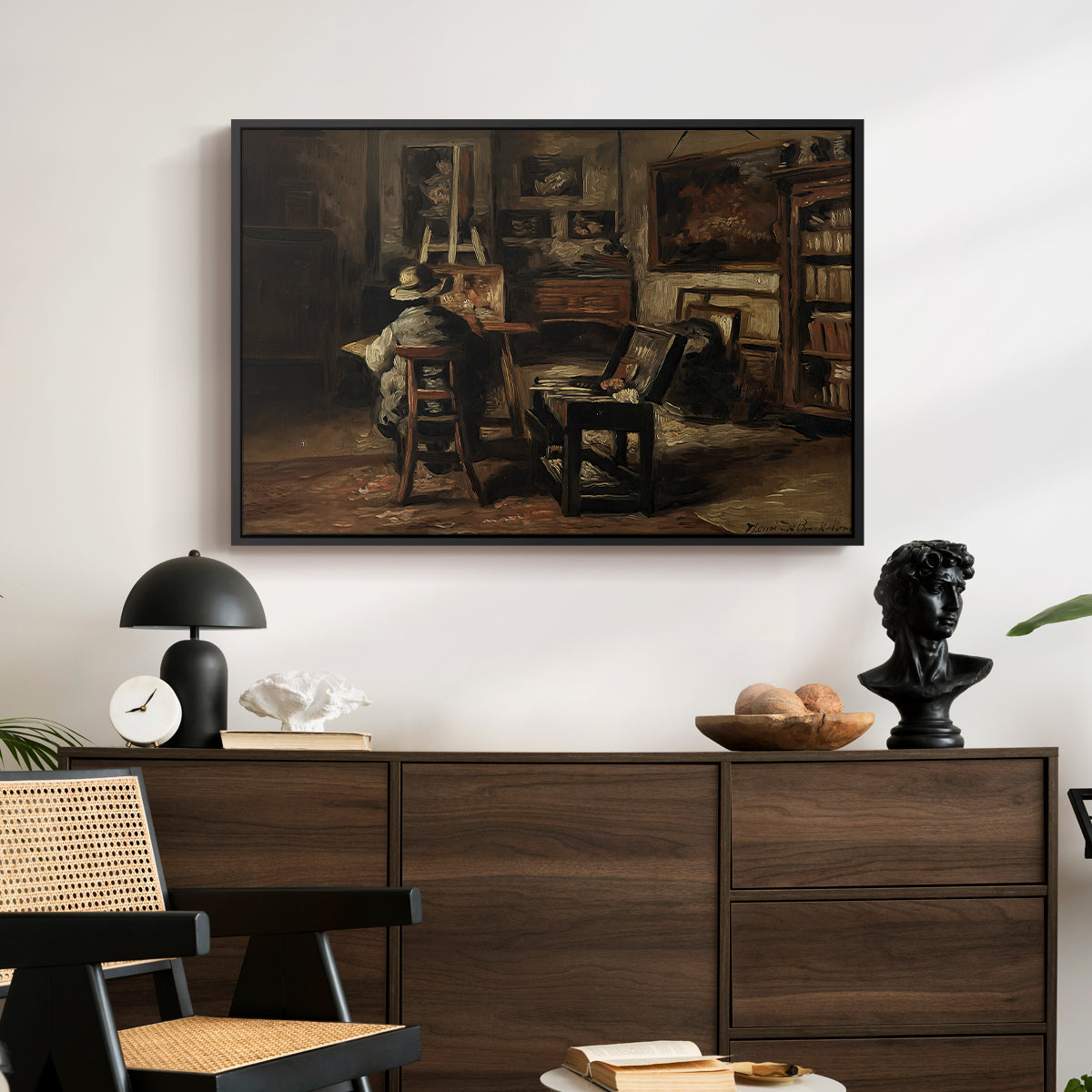 The Studio of Ferdinand De Braekeleer I, Father of the Painter, c. 1873-1885 - Floater Framed Canvas Print