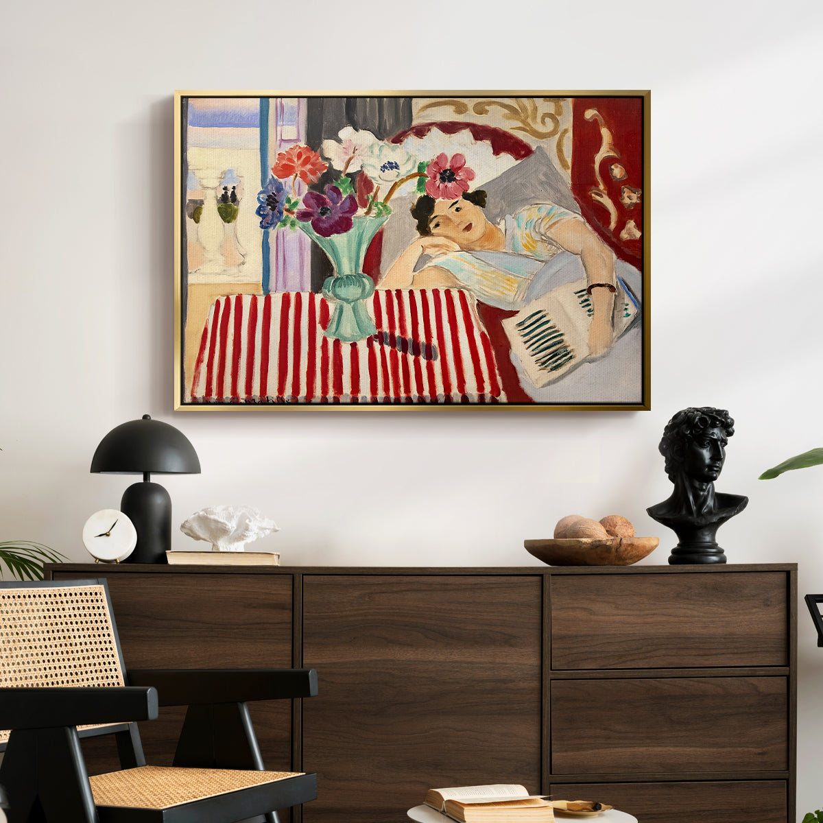 Woman with Anemones (Femme et anémones), c. 1920-1921 - Floater Framed Canvas Print