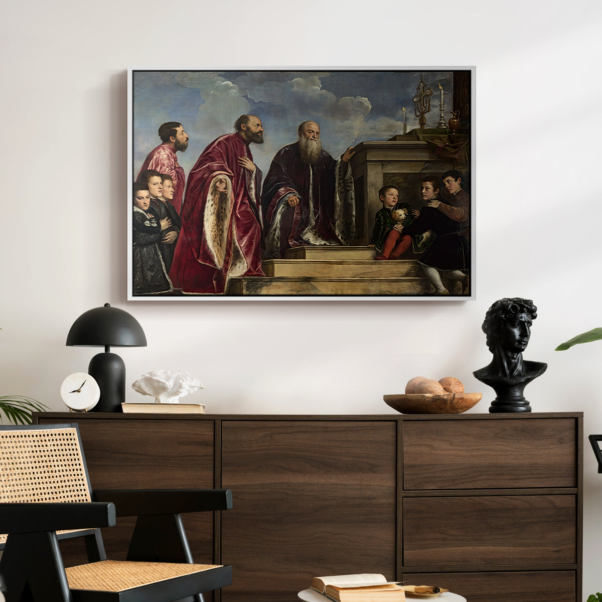 The Vendramin Family Venerating a Relic of the True Cross, c. 1540-1545 - Floater Framed Canvas Print