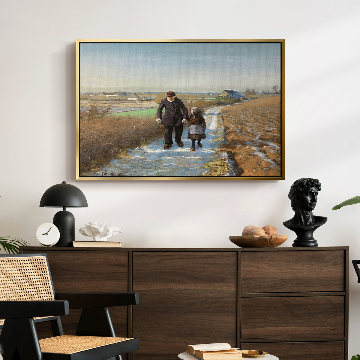 The Old Man and the Child, 1888 - Floater Framed Canvas Print