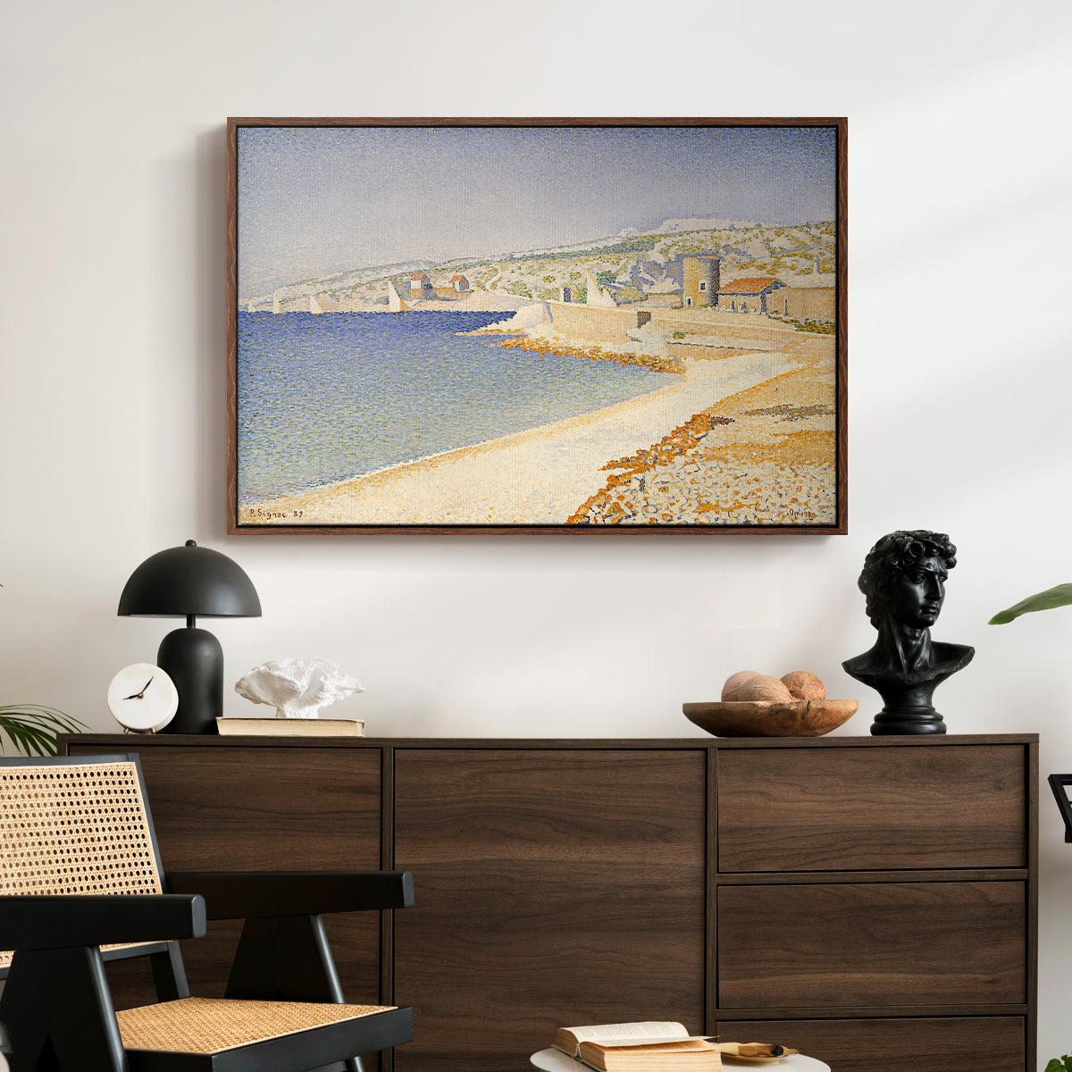 The Jetty at Cassis, Opus 198, 1889 - Floater Framed Canvas Print