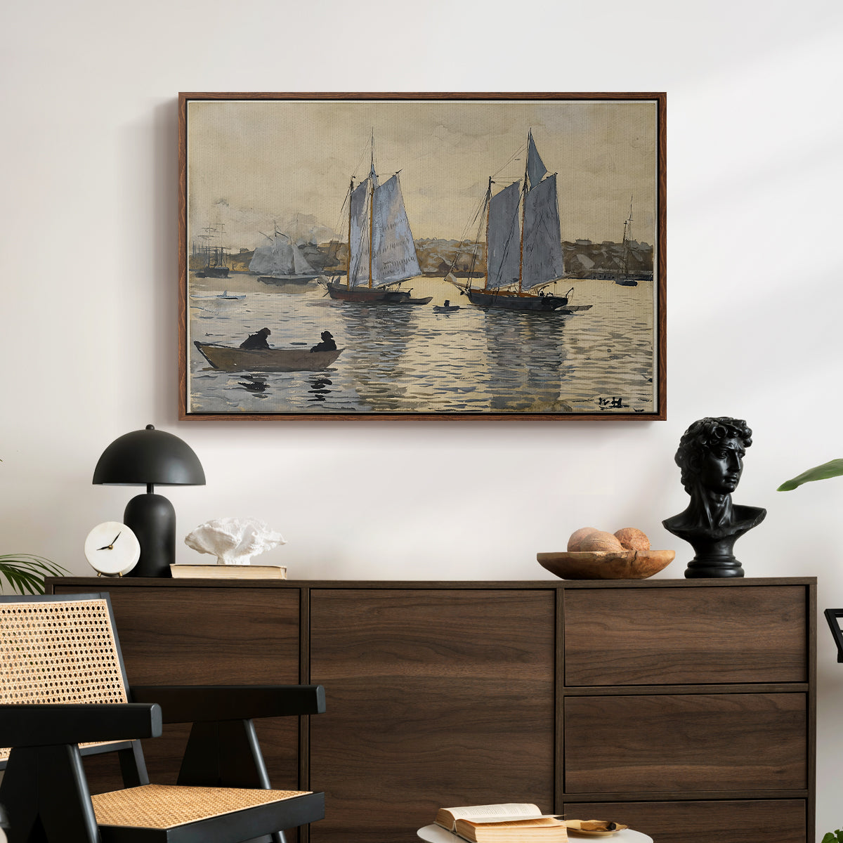 Two Schooners, Gloucester, c. 1880 - Floater Framed Canvas Print