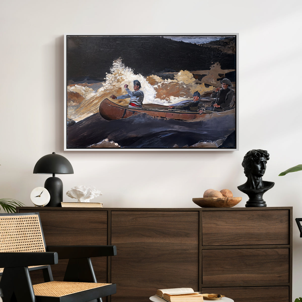 Shooting the Rapids, Saguenay River, 1905-1910 - Floater Framed Canvas Print