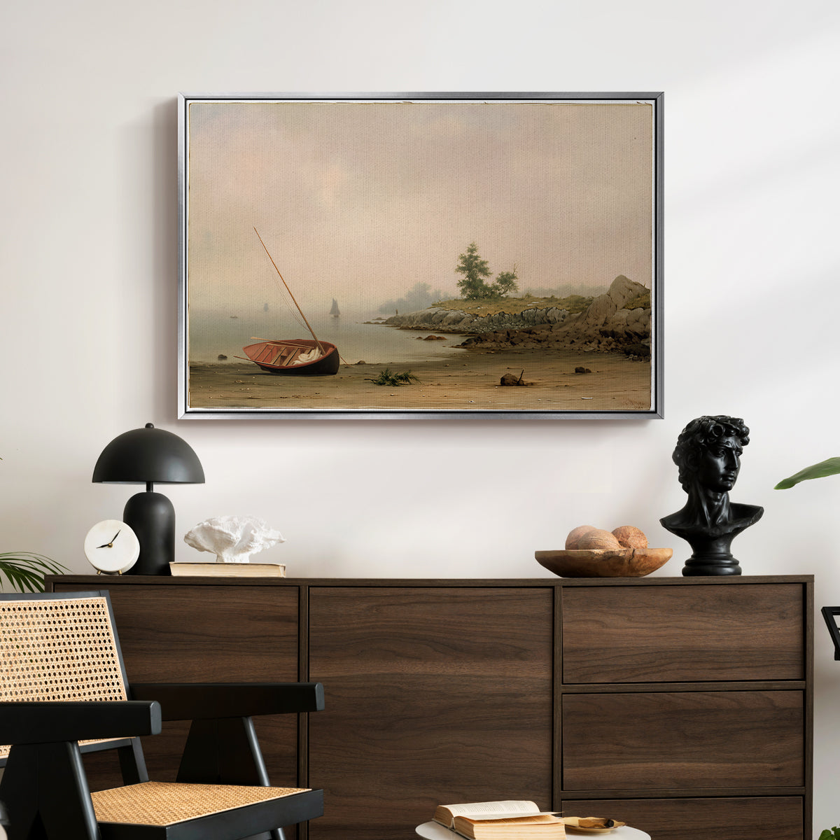 The Stranded Boat, 1863 - Floater Framed Canvas Print