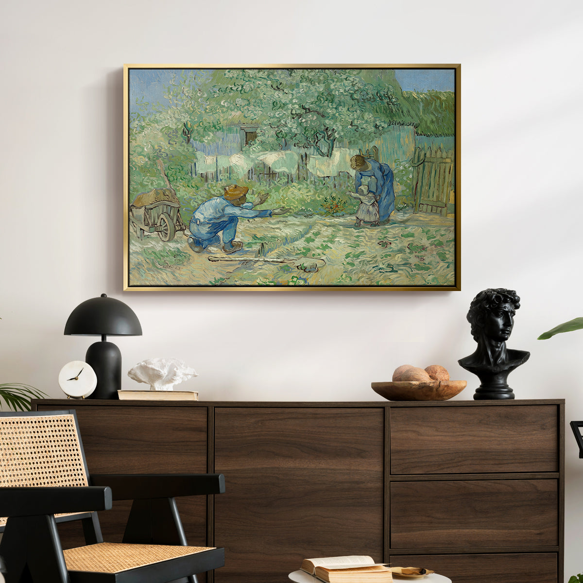 First Steps after Millet, 1890 - Floater Framed Canvas Print