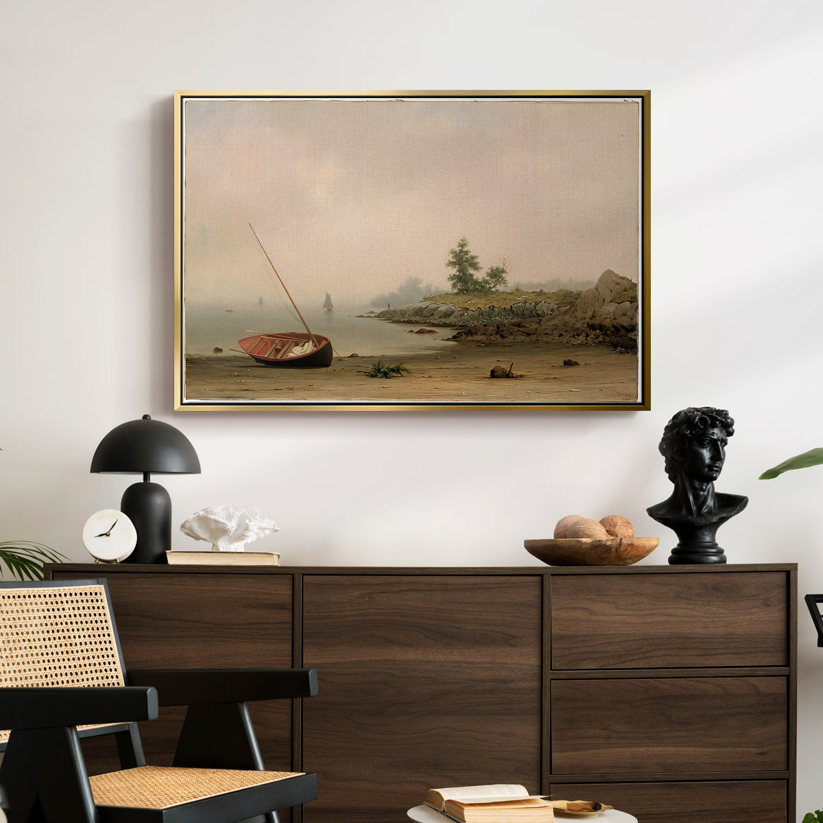 The Stranded Boat, 1863 - Floater Framed Canvas Print