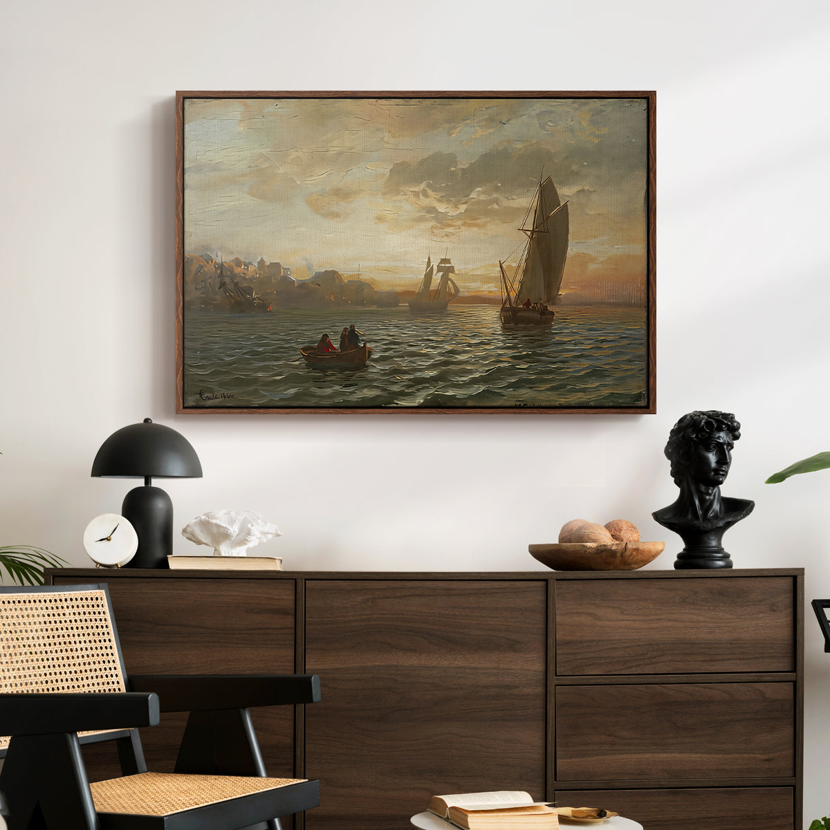 View from the Oslofjord, 1866 - Floater Framed Canvas Print