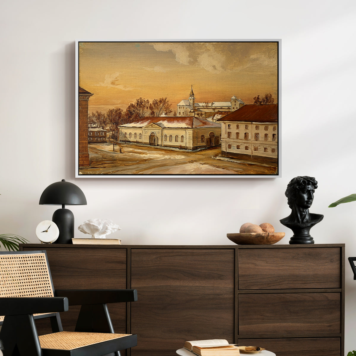 The Riding School at Akershus Castle, 1846 - Floater Framed Canvas Print
