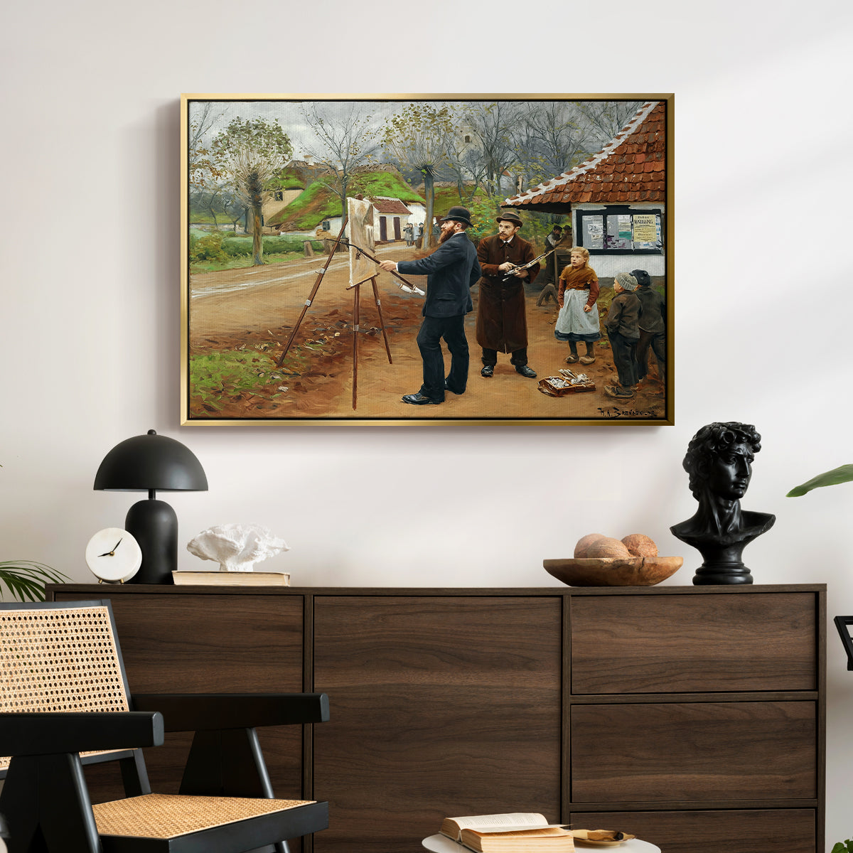 L. A. Ring Painting near Aasum Smithy, 1893 - Floater Framed Canvas Print