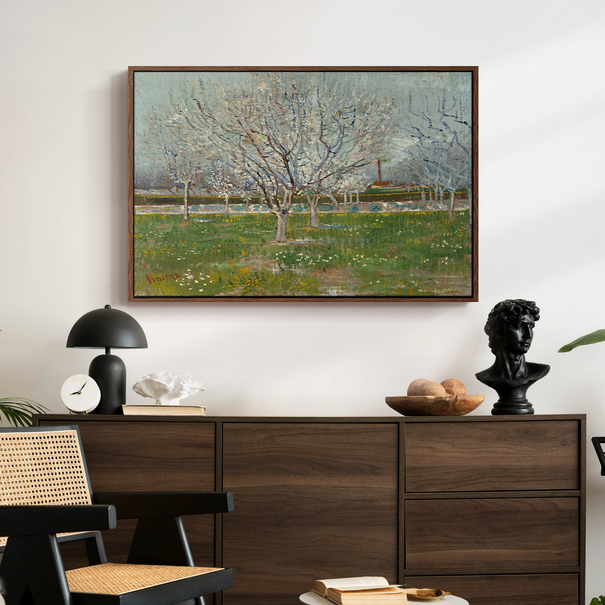 Orchard in Blossom (Plum Trees), 1888 - Floater Framed Canvas Print