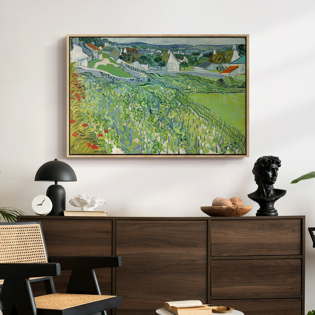 Vineyards at Auvers, 1890 - Floater Framed Canvas Print