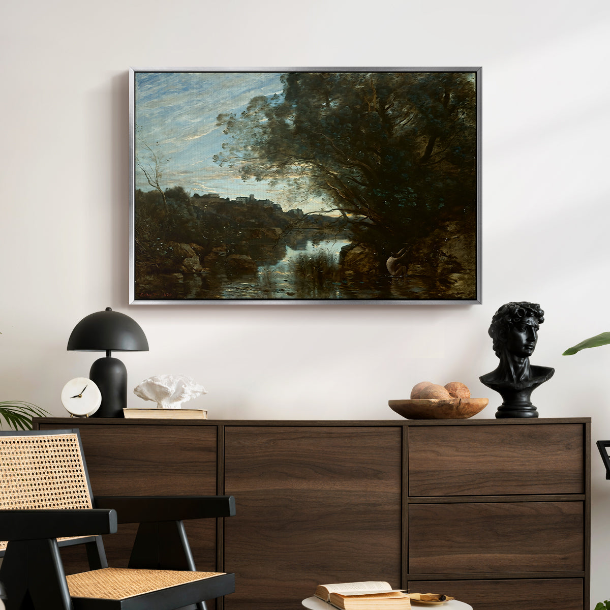 Souvenir of the Environs of Lake Nemi, 1865 - Floater Framed Canvas Print