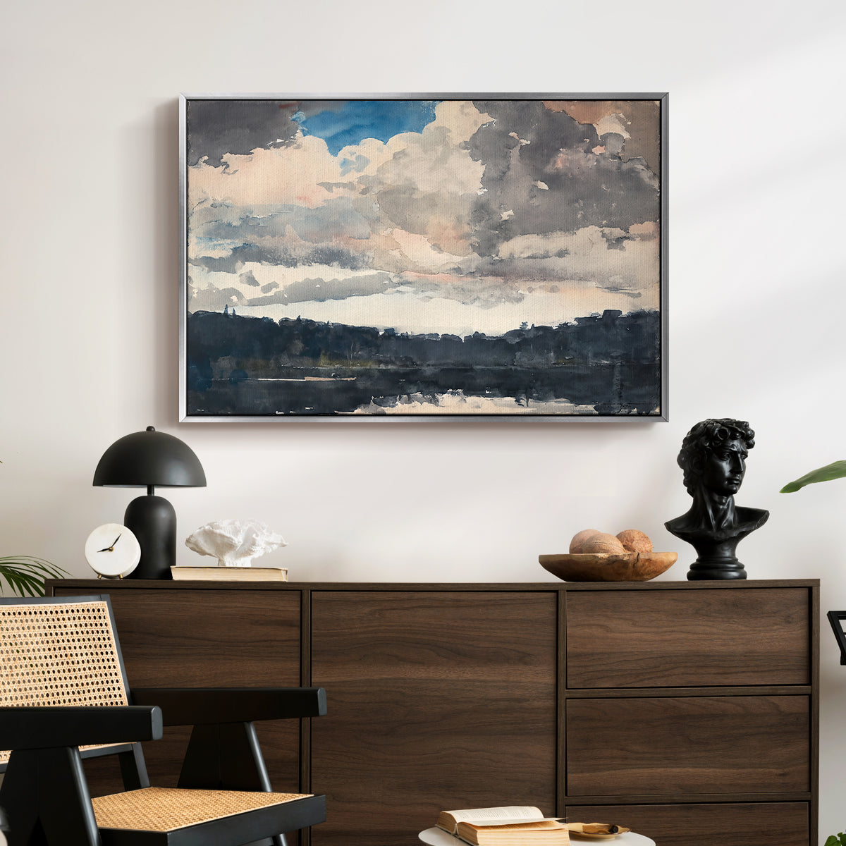 The Lone Boat, North Woods Club, Adirondacks, 1892 - Floater Framed Canvas Print