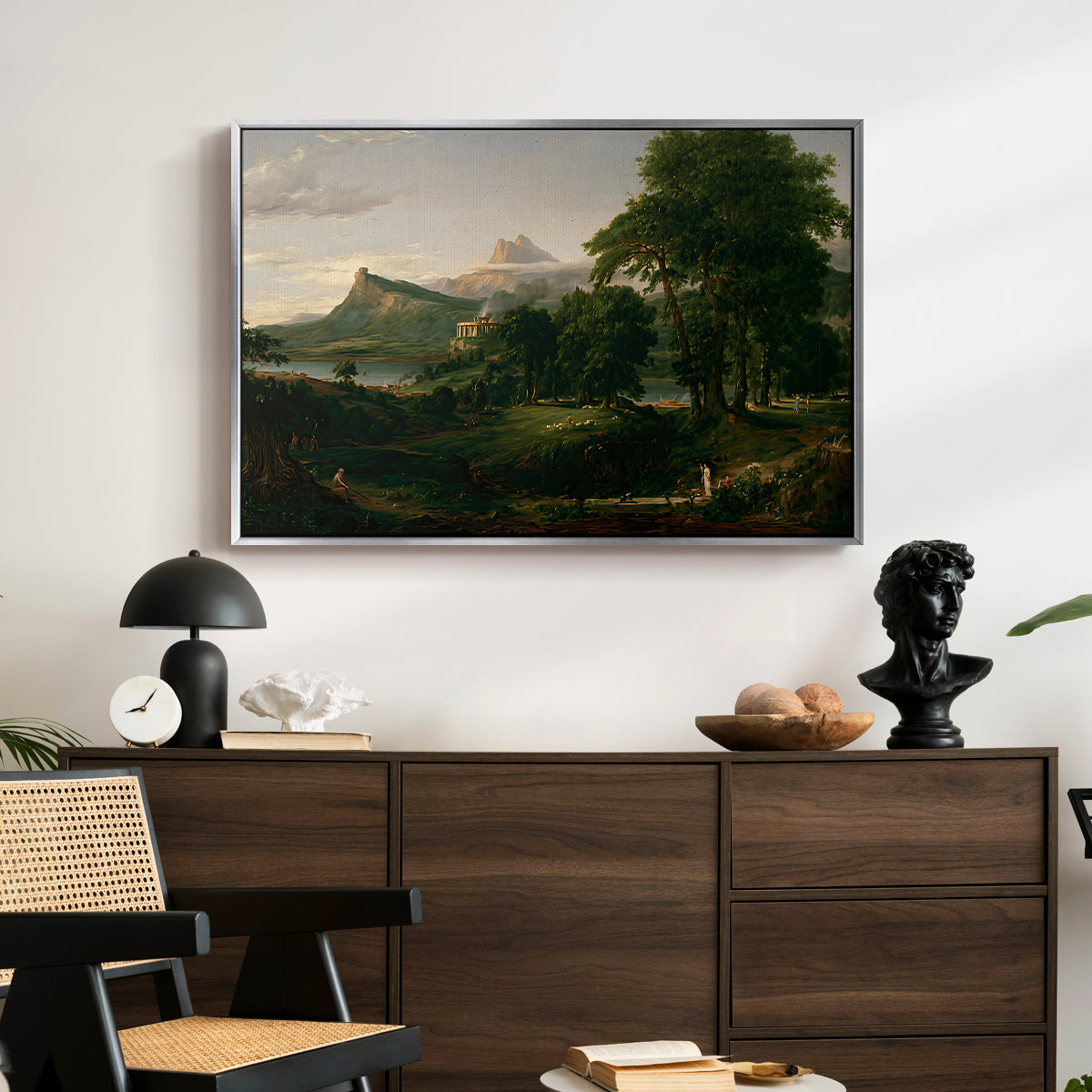 The Course of Empire: The Arcadian or Pastoral State, 1834 - Floater Framed Canvas Print