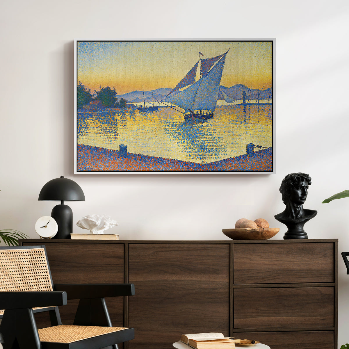 The Port at Sunset, Opus 236, Saint Tropez, 1892 - Floater Framed Canvas Print