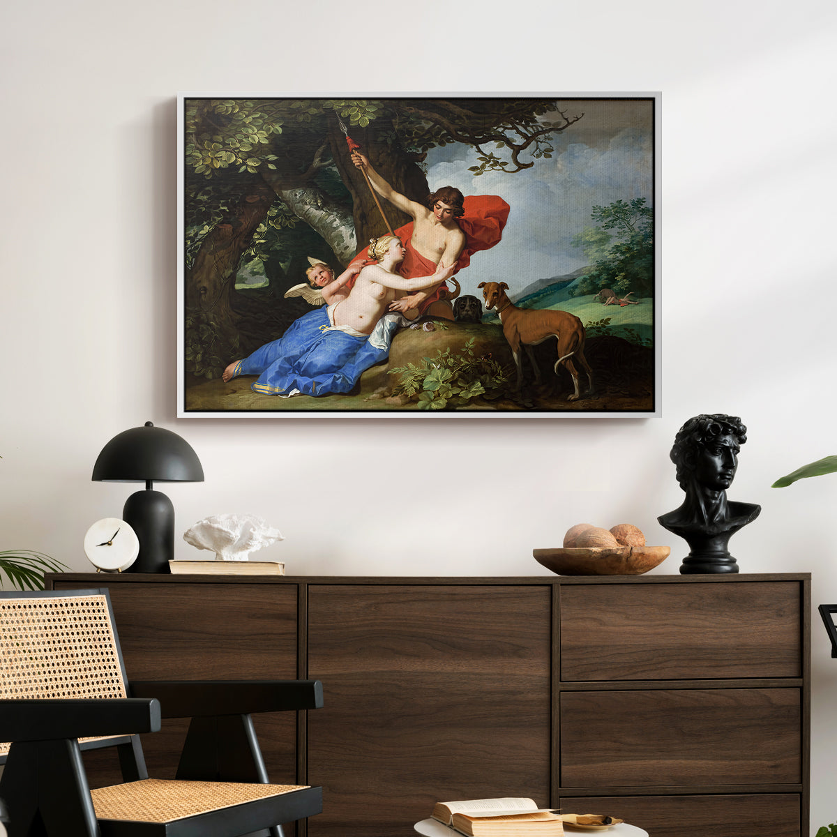 Venus and Adonis, 1632 - Floater Framed Canvas Print
