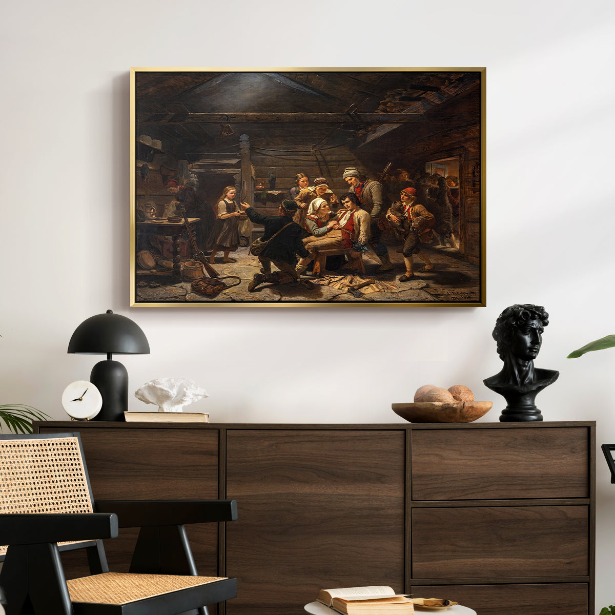 The Return of the Bear Hunter, 1856 - Floater Framed Canvas Print