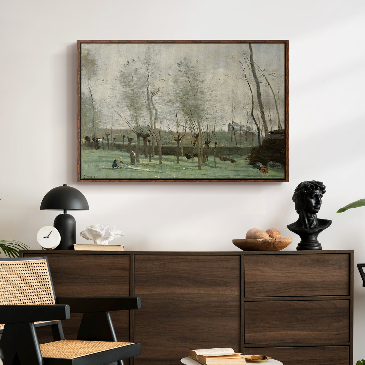 Washerwomen in a Willow Grove, c. 1871 - Floater Framed Canvas Print