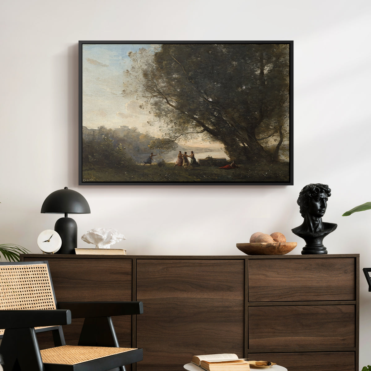 Dance Under the Trees at the Edge of the Lake, c. 1865-1870 - Floater Framed Canvas Print