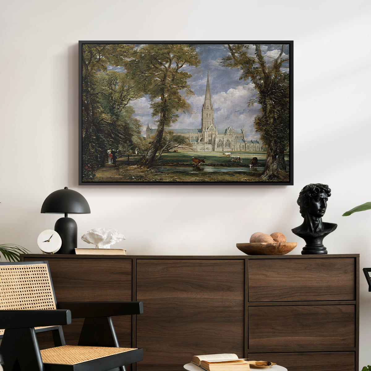 Salisbury Cathedral from the Bishop's Grounds, c. 1825 - Floater Framed Canvas Print