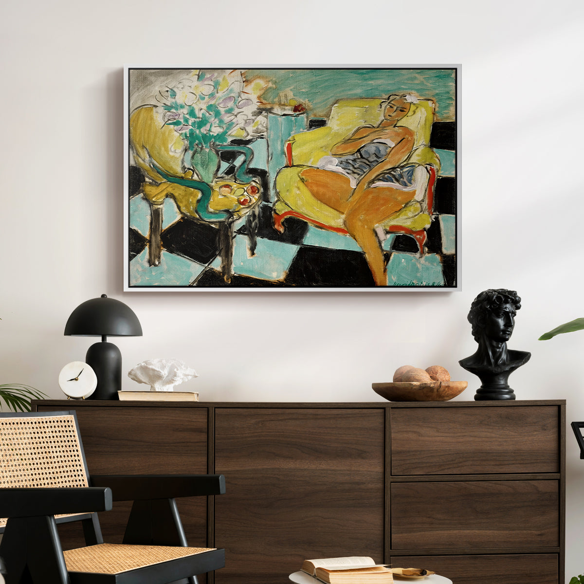 Seated Woman with Flower, 1942 - Floater Framed Canvas Print
