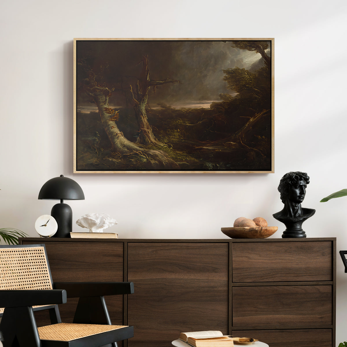 Tornado in an American Forest, 1835 - Floater Framed Canvas Print