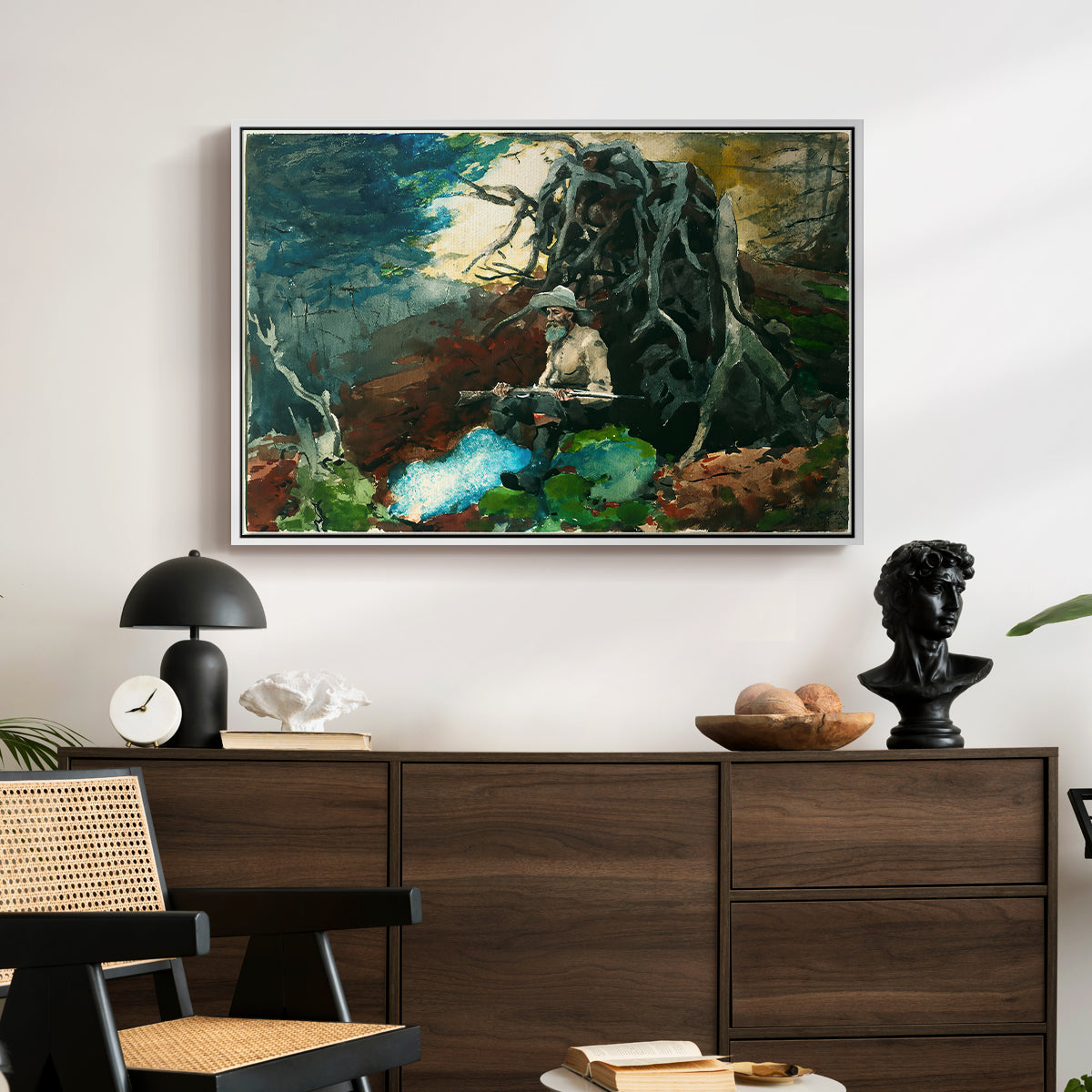 Campfire, Adirondacks, 1892 - Floater Framed Canvas Print