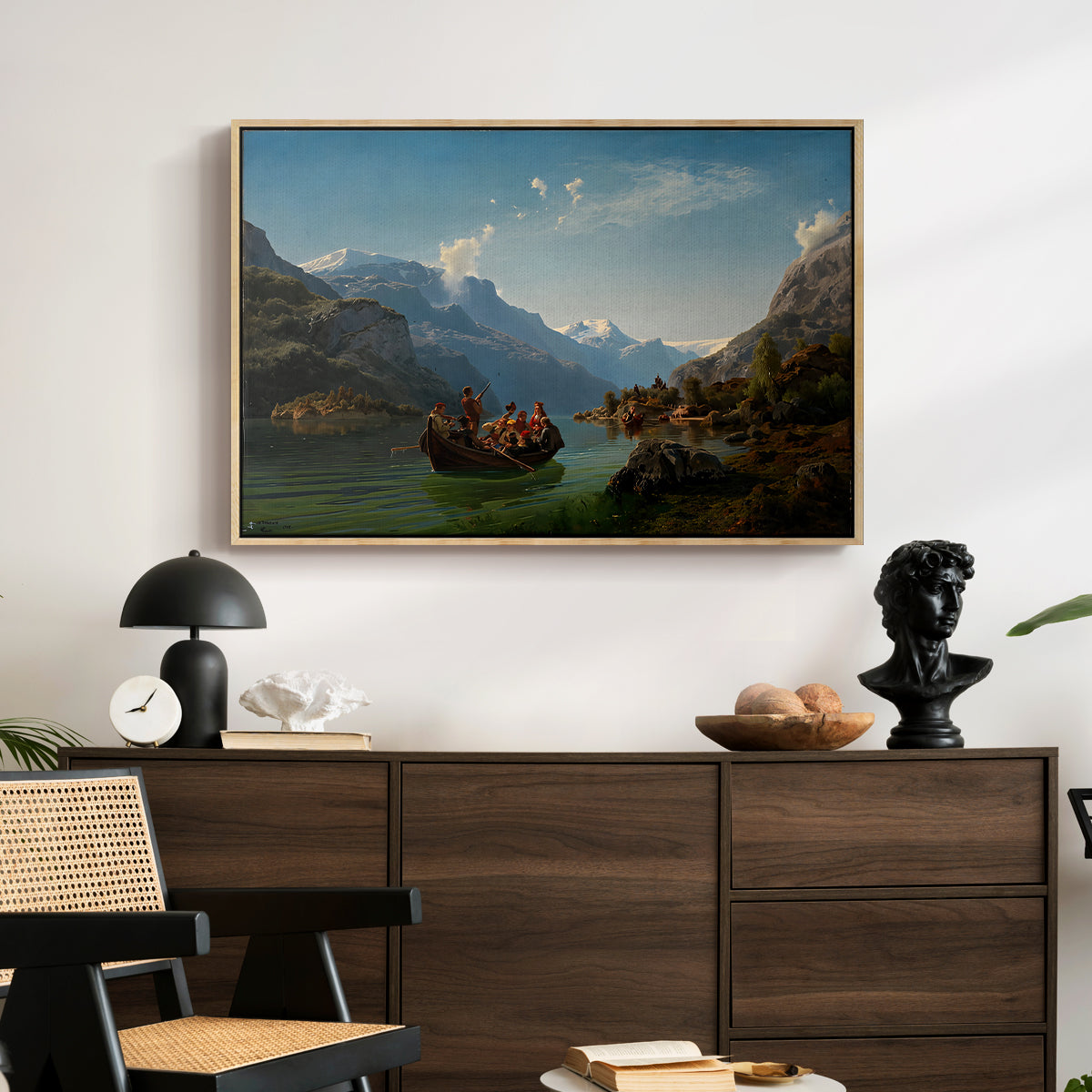 Bridal Procession on the Hardangerfjord, 1848 - Floater Framed Canvas Print
