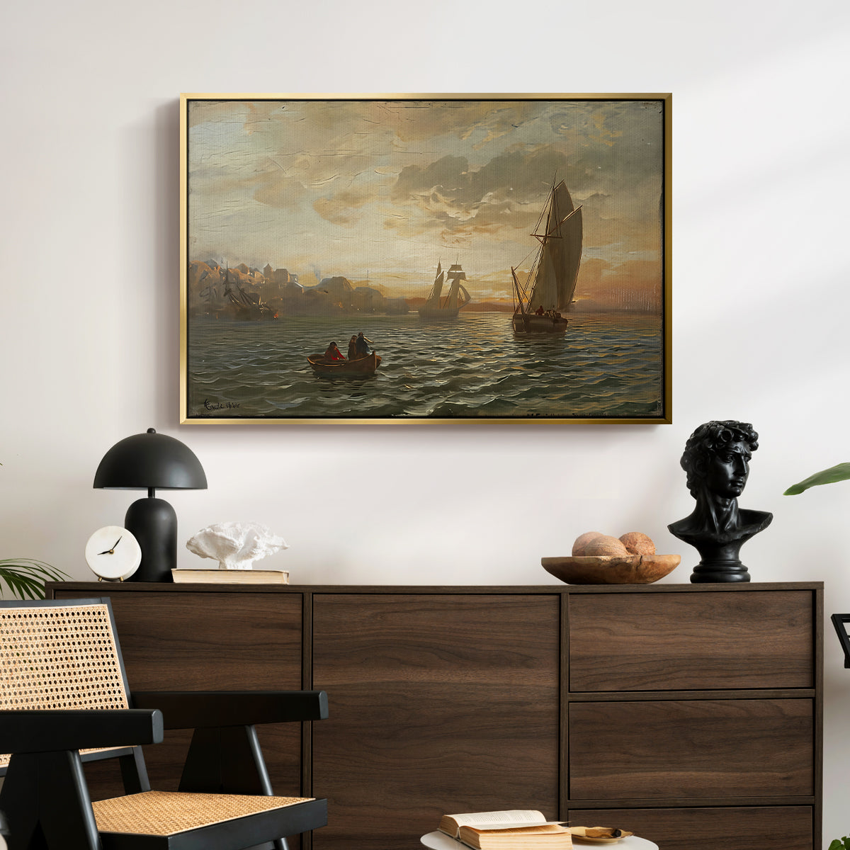 View from the Oslofjord, 1866 - Floater Framed Canvas Print