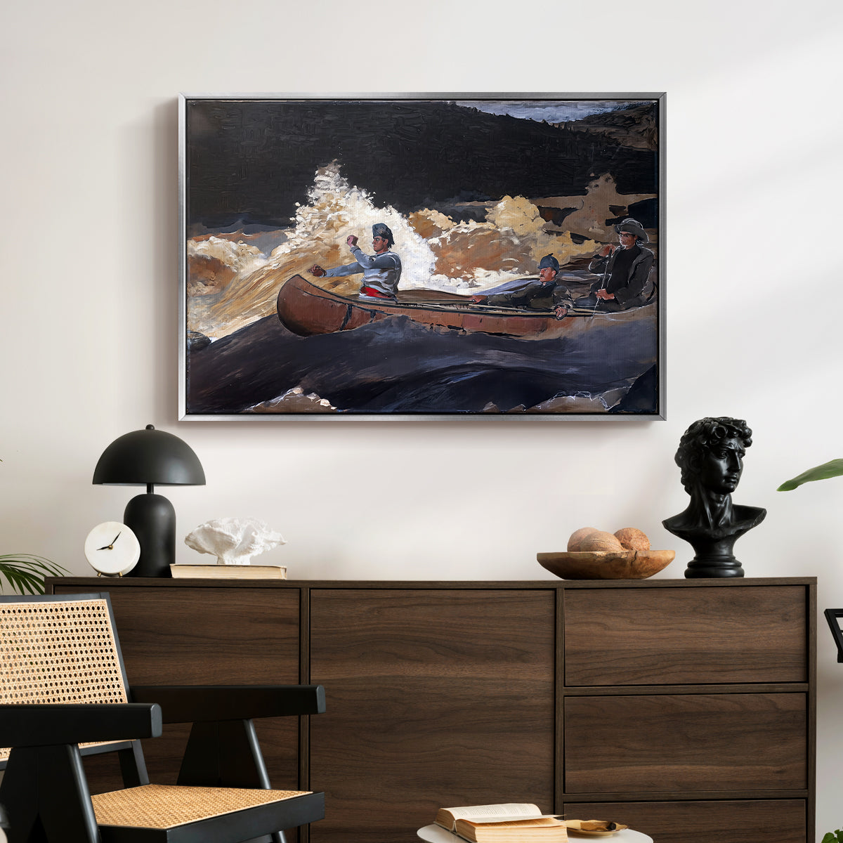 Shooting the Rapids, Saguenay River, 1905-1910 - Floater Framed Canvas Print