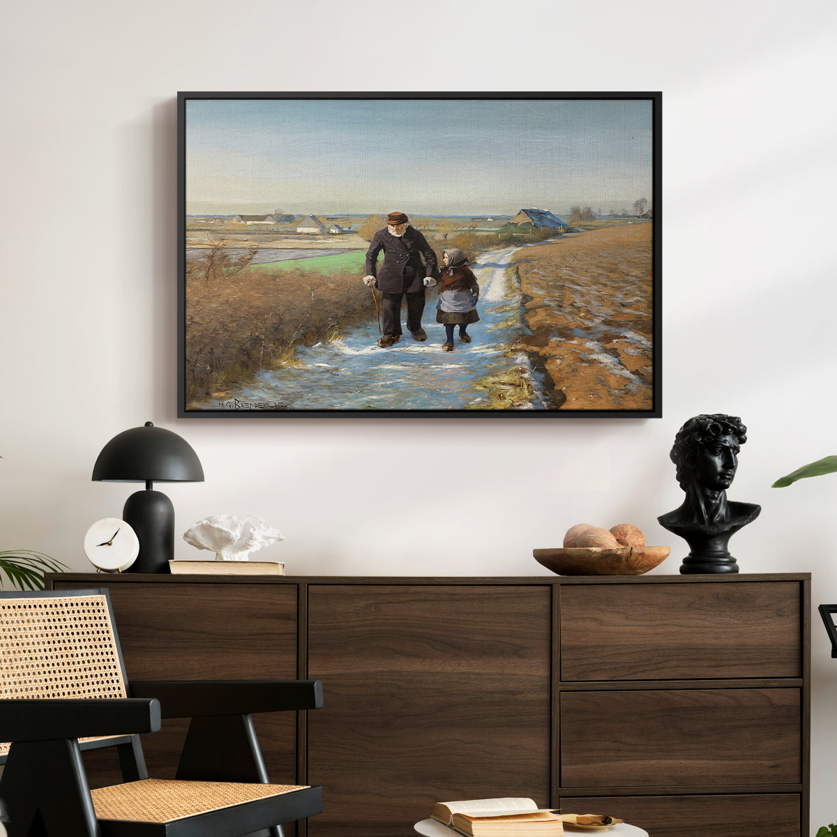 The Old Man and the Child, 1888 - Floater Framed Canvas Print