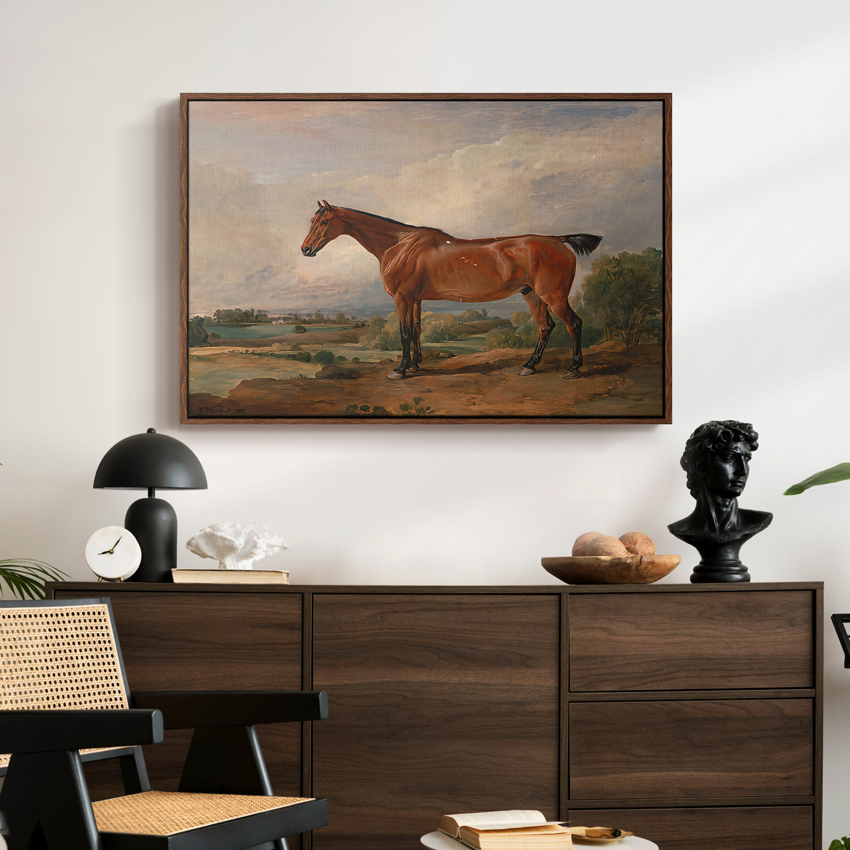 A Hunter in a Landscape, c. 1810 - Floater Framed Canvas Print