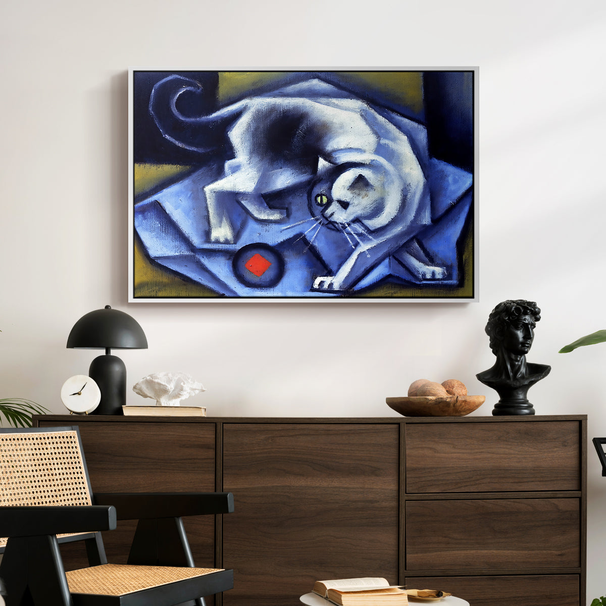 Cat Playing with a Ball, 1945-1950 - Floater Framed Canvas Print