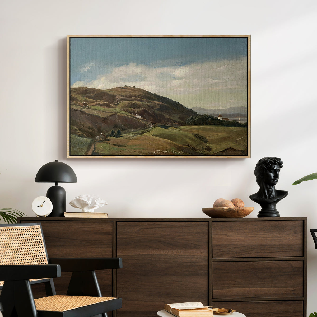 Ekeberg and Oslo Church, 1852 - Floater Framed Canvas Print