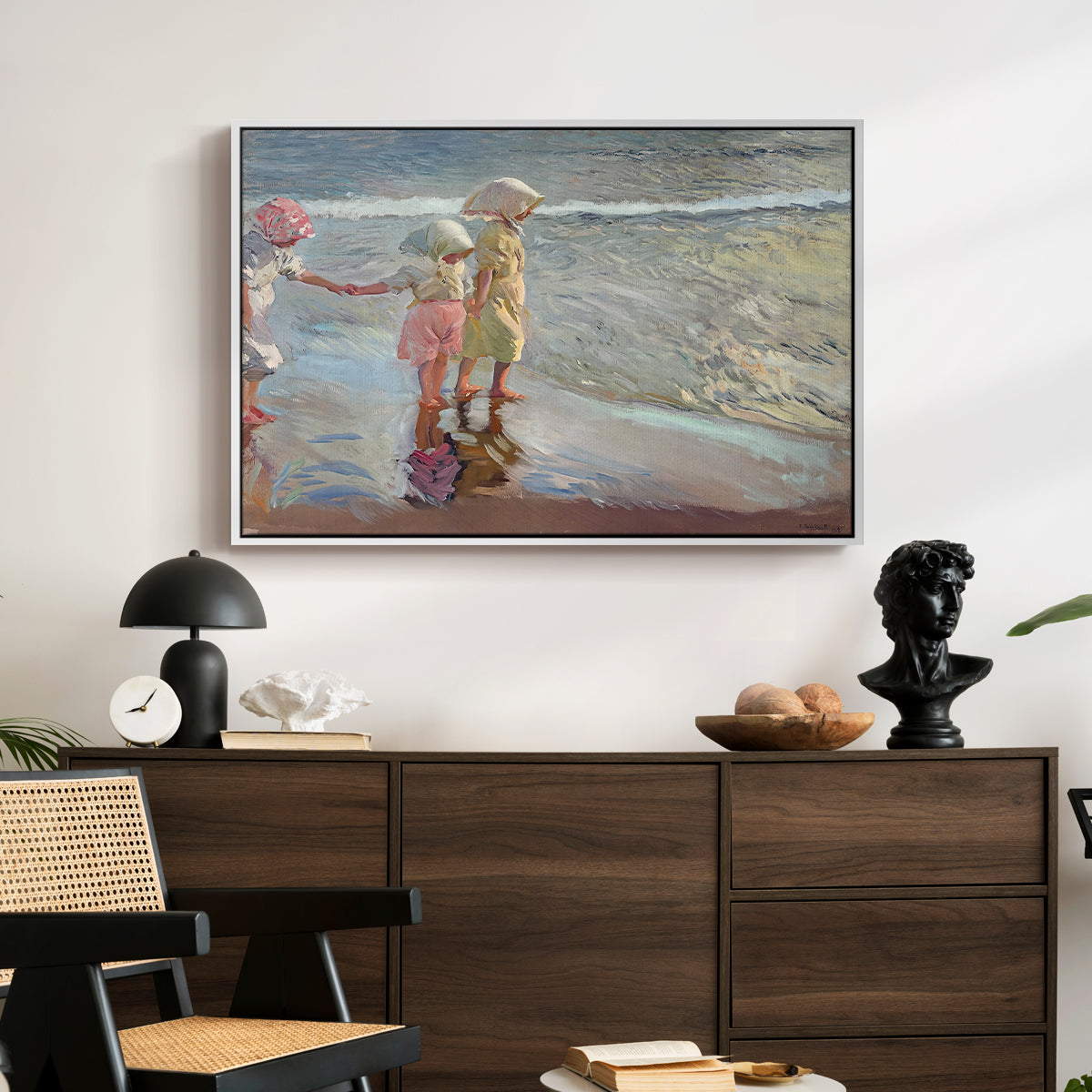 The Three Sisters on the Beach, 1908 - Floater Framed Canvas Print