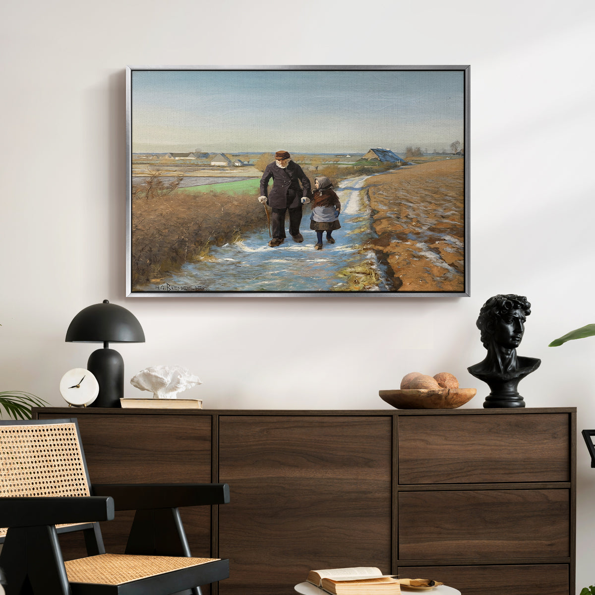 The Old Man and the Child, 1888 - Floater Framed Canvas Print