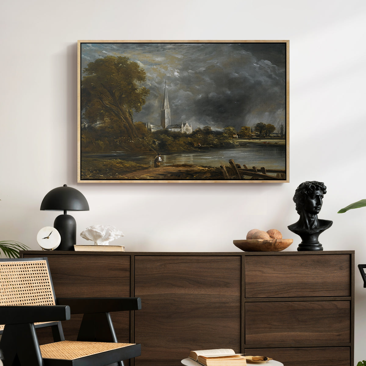 Salisbury Cathedral from the Meadows, c. 1831 - Floater Framed Canvas Print