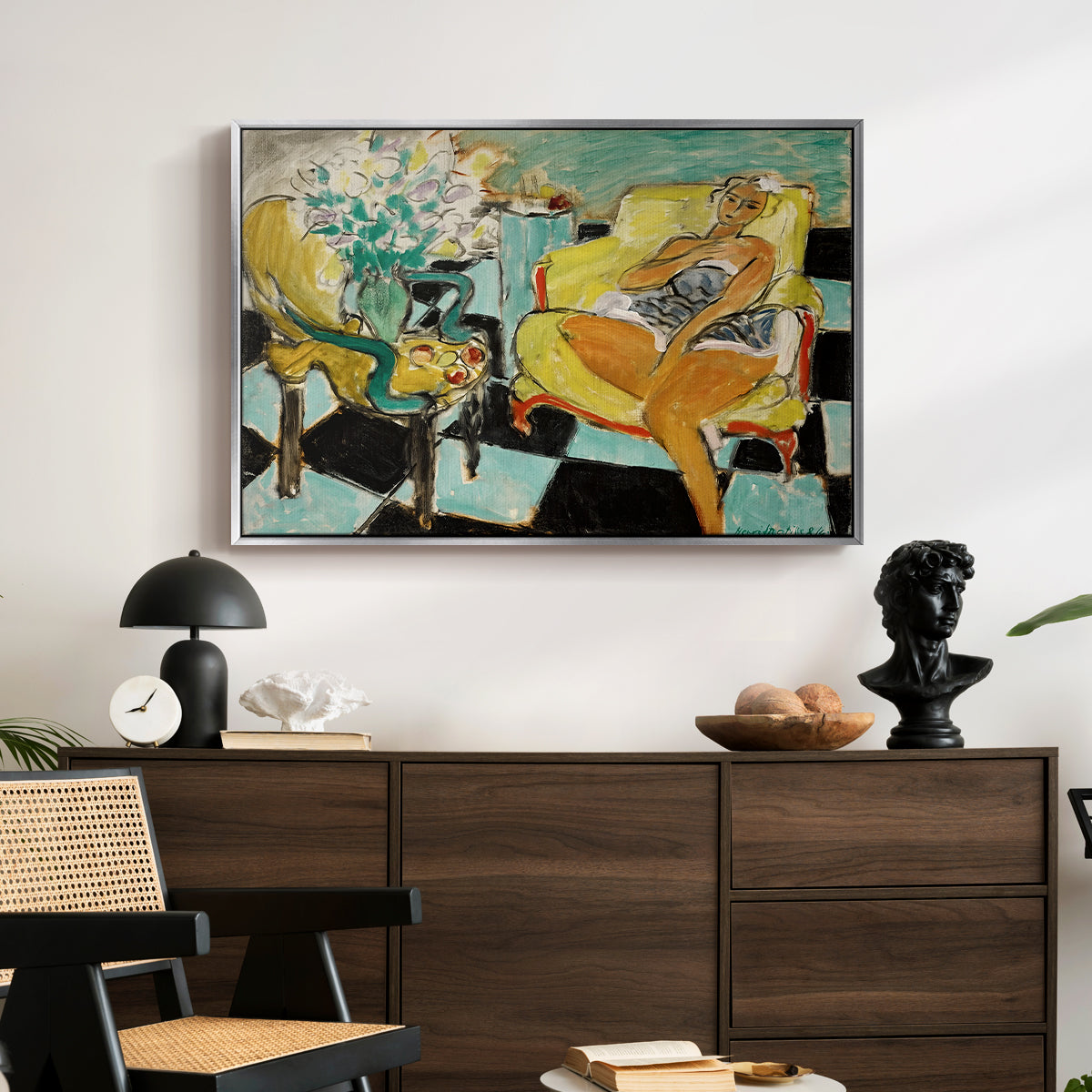 Seated Woman with Flower, 1942 - Floater Framed Canvas Print