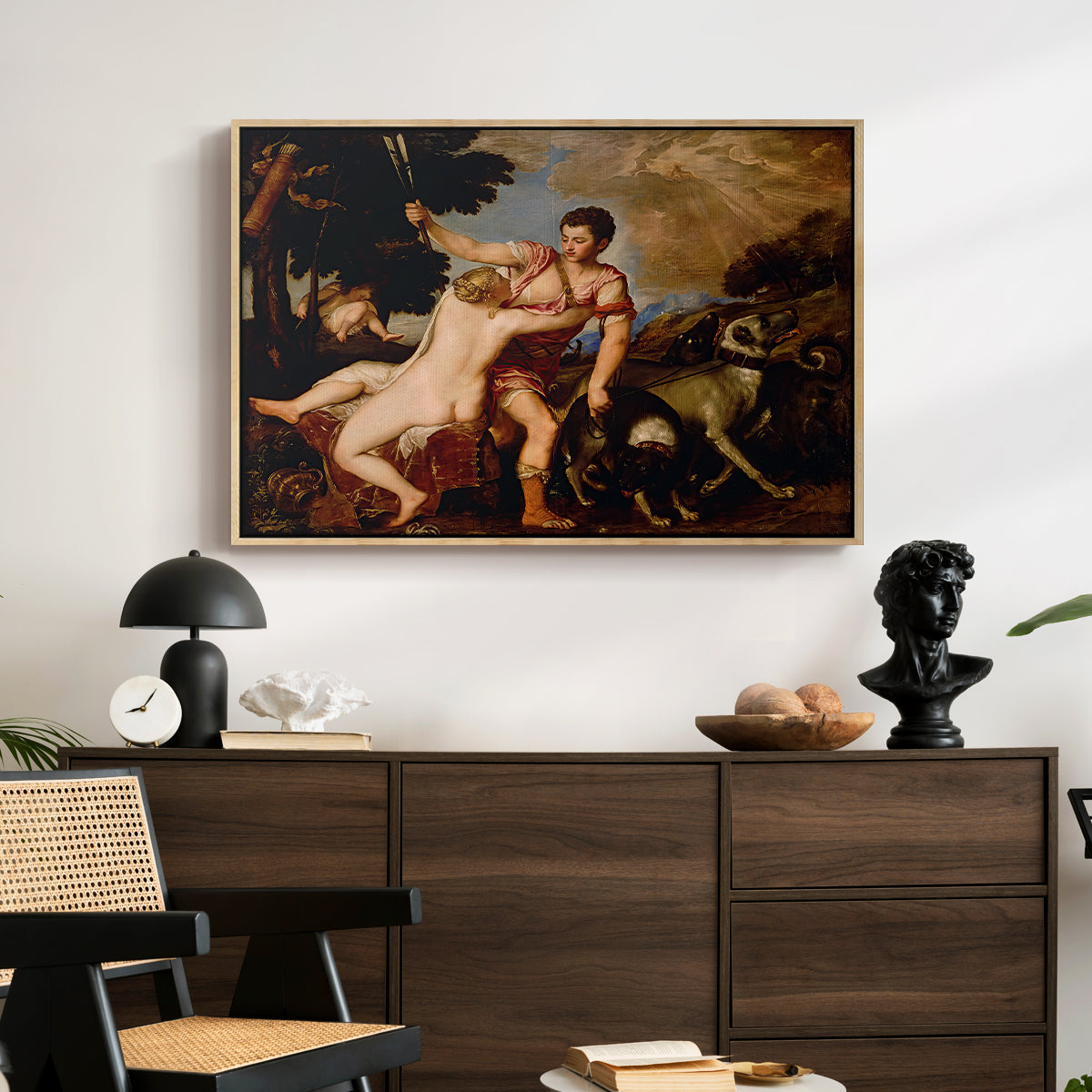 Venus and Adonis, 1554 - Floater Framed Canvas Print
