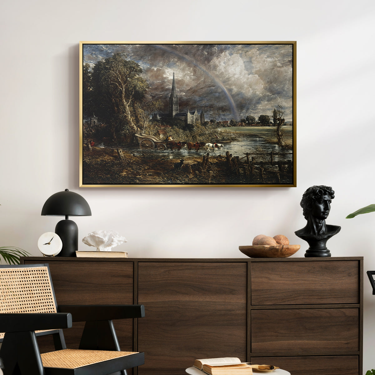 Salisbury Cathedral from the Meadows (Detail), 1831 - Floater Framed Canvas Print