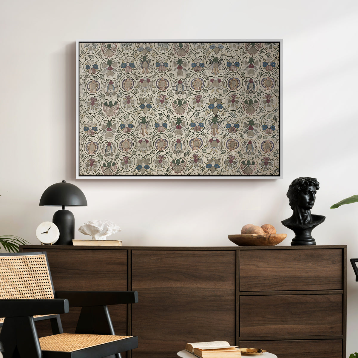 Long Cushion Cover (Printed Textile), c. 1600 - Floater Framed Canvas Print