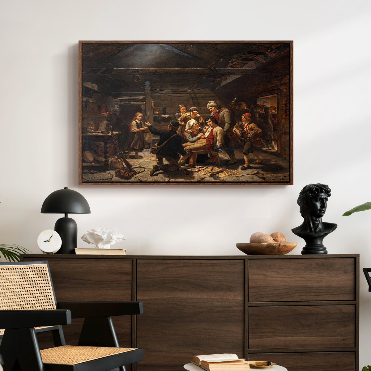 The Return of the Bear Hunter, 1856 - Floater Framed Canvas Print
