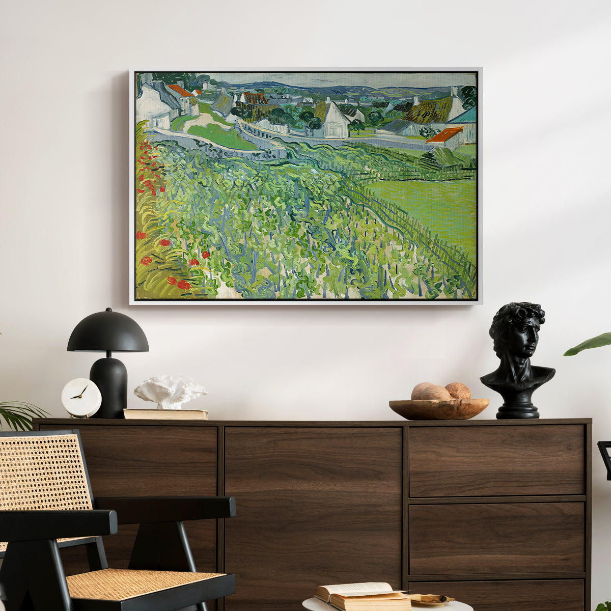 Vineyards at Auvers, 1890 - Floater Framed Canvas Print