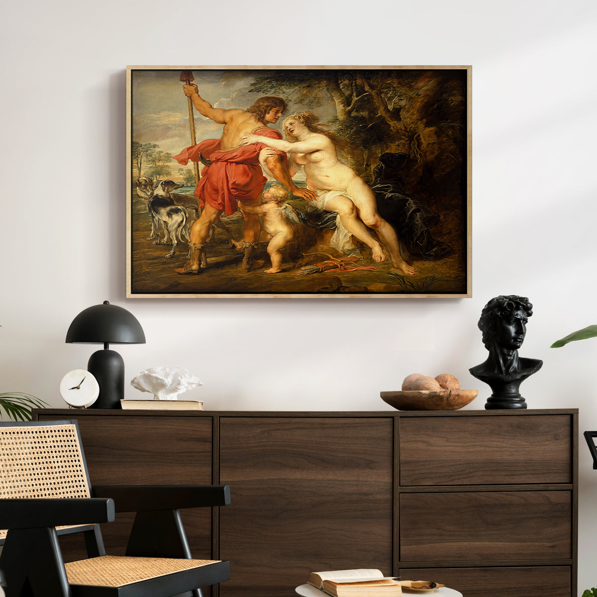 Venus and Adonis, c. 1635 - Floater Framed Canvas Print