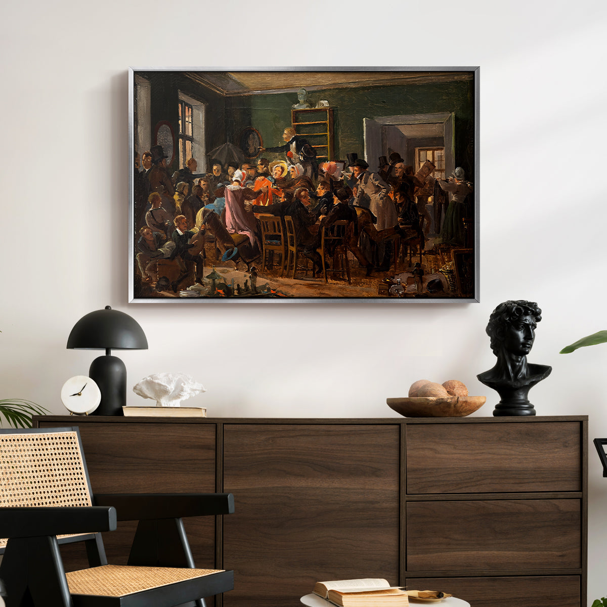 An Auction Scene, 1835 - Floater Framed Canvas Print