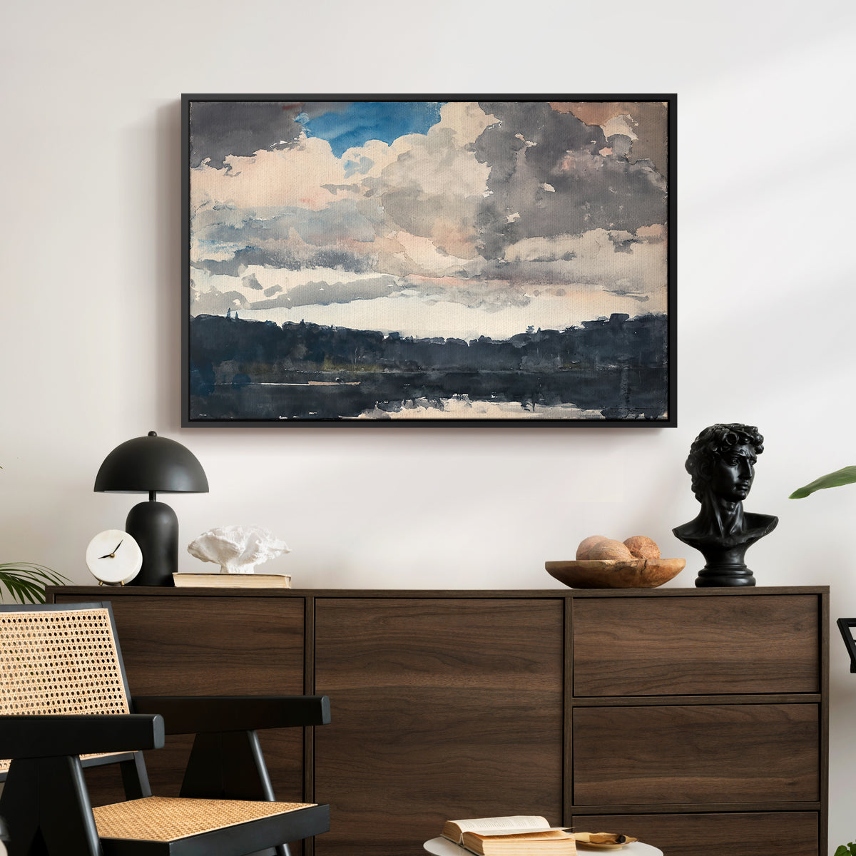 The Lone Boat, North Woods Club, Adirondacks, 1892 - Floater Framed Canvas Print