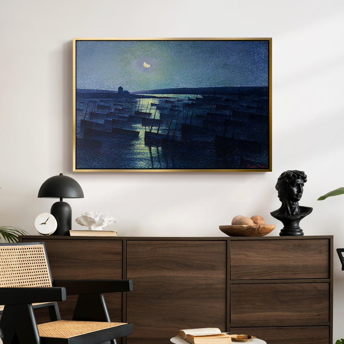 Camaret, Moonlight and Fishing Boats, 1894 - Floater Framed Canvas Print